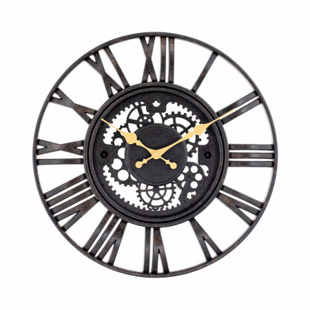 Reloj de Pared Vintage Troquelado Negro/Dorado Ø38 cm Thinia Home